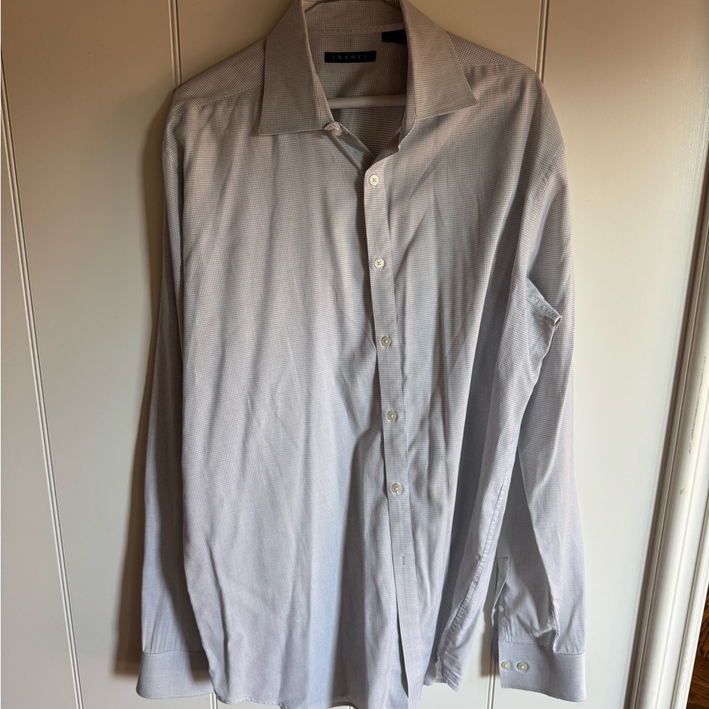 Theory black and white checkered Button-Up Shirt